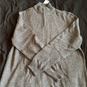 Men's Gray Half-Zip Knit Sweater